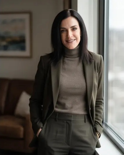 Karen Ice, LMFT, standing at her office window